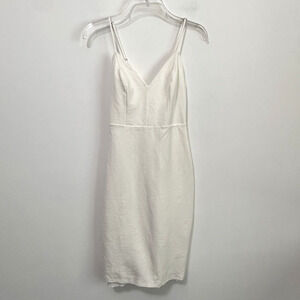 Lulus Bodycon Dress S Mini Stretch Strappy Thick Lined Party Wedding Bride Ivory